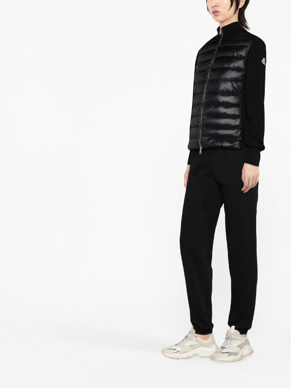 MONCLER: cardigan online - Giacca Cardigan Nera Con Inserti