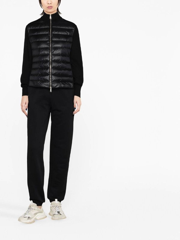 The Best Shops MONCLER: cardigan - Giacca Cardigan Nera Con Inserti