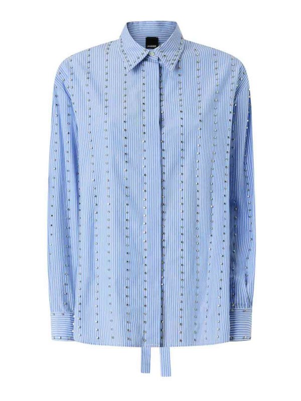 Pinko: camicie - Camicia In Cotone Azzurro