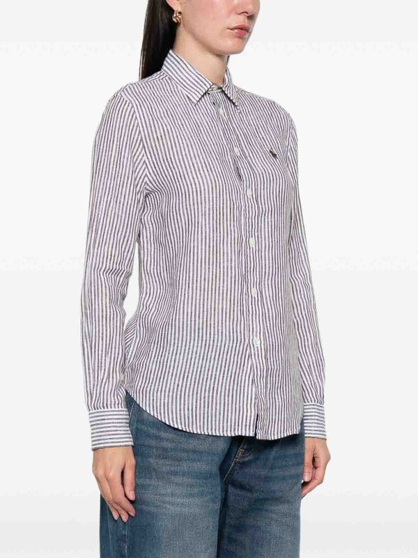 The Best Shops POLO RALPH LAUREN: shirts - Brown And White Striped Linen Shirt