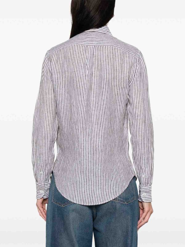 POLO RALPH LAUREN buy online Brown And White Striped Linen Shirt