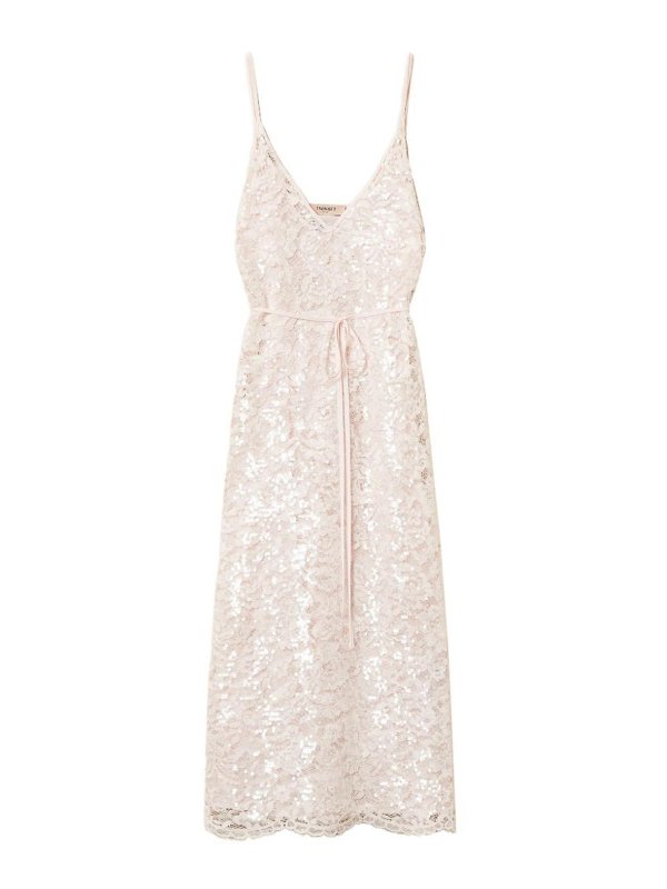 TWINSET: ニーレングスドレス - 膝丈ドレス - ヌードカラー