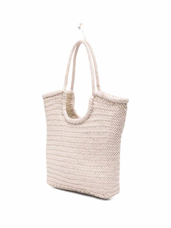 DRAGON DIFFUSION: totes bags online - Beige Diagonal Shopping Bag In Leather