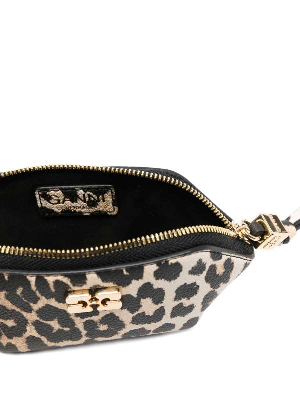 GANNI: clutches online - Bou Coin Leopard-Print Clutch Bag