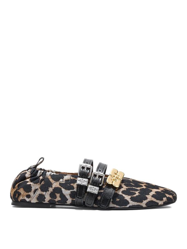 GANNI: flat shoes - Ballerinas With Leopard Print