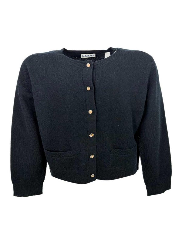 BURBERRY: Strickpullover mit Rundhalsausschnitt - Rundhalspullover - Schwarz