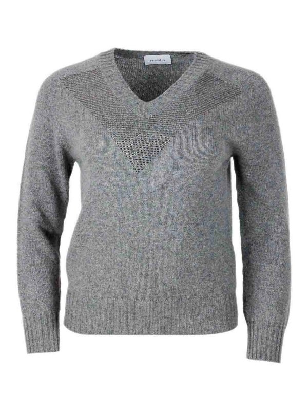 MALO: Strickpullover mit Rundhalsausschnitt - Rundhalspullover - Grau