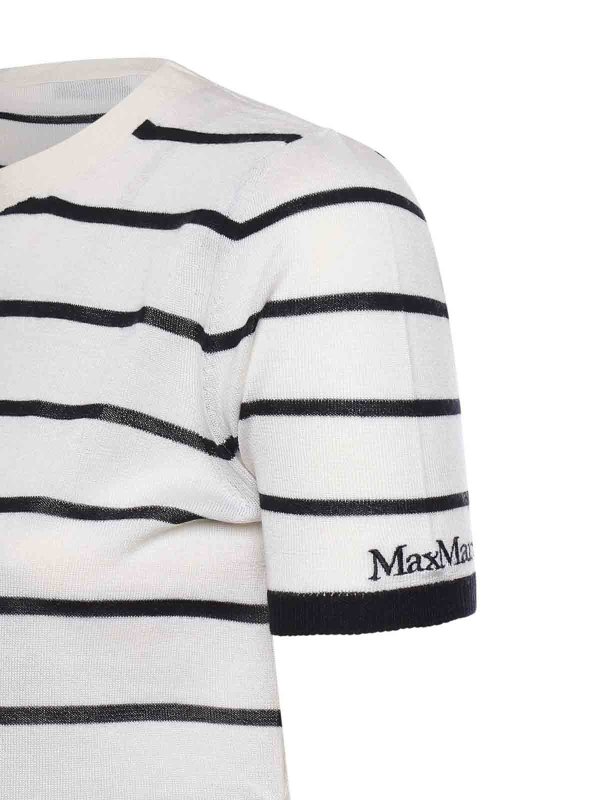 The Best Shops Max Mara: Strickpullover mit Rundhalsausschnitt - Rundhalspullover - Weiß