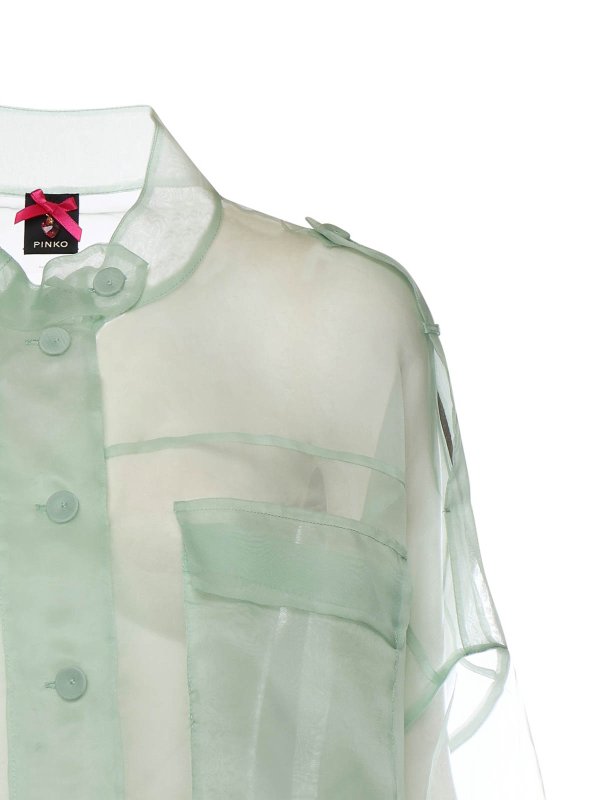 The Best Shops Pinko: casual jackets - Cropped Pea Coat In Pure Silk Organza