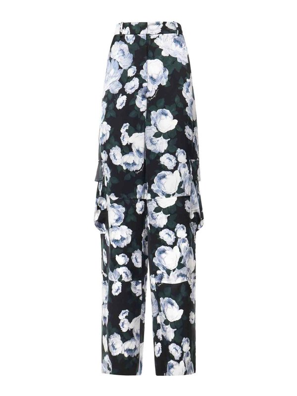 STELLA McCARTNEY: straight leg jeans - Printed Viscose Trousers