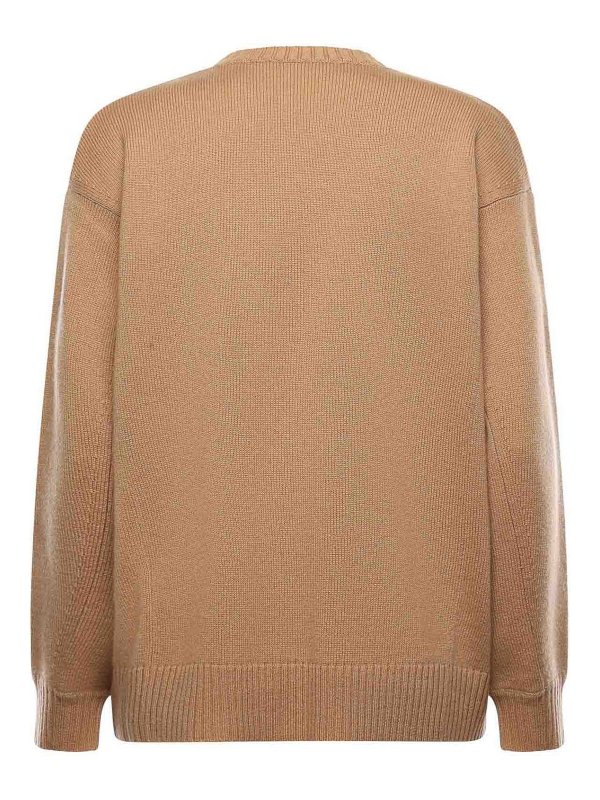 Max Mara: Strickpullover mit Rundhalsausschnitt online - Rundhalspullover - Braun