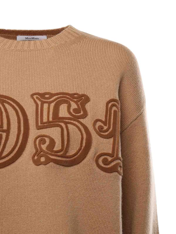 The Best Shops Max Mara: Strickpullover mit Rundhalsausschnitt - Rundhalspullover - Braun