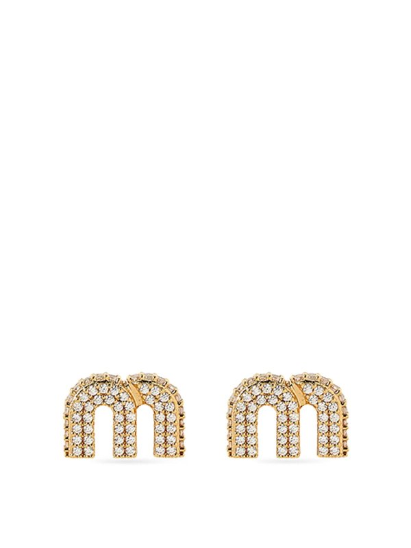 MIU MIU: Earrings - Metal Earrings With Crystals