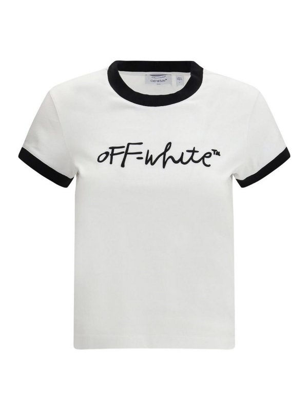 OFF-WHITE: t-shirt - T-Shirt Con Ricamo