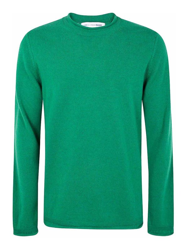 COMME DES GARCONS: Strickpullover mit Rundhalsausschnitt - Rundhalspullover - Grün