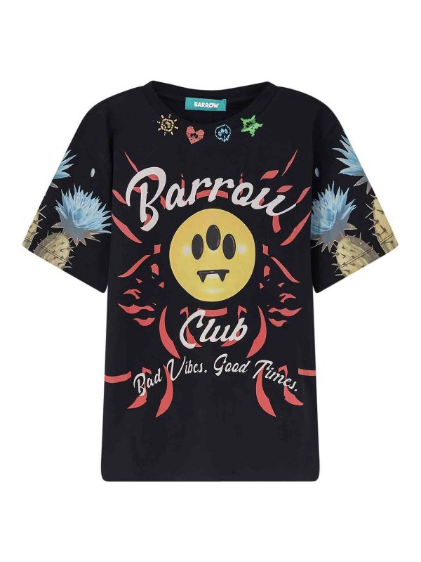 BARROW: t-shirts - Cotton T-Shirt With Multicolor Front Print