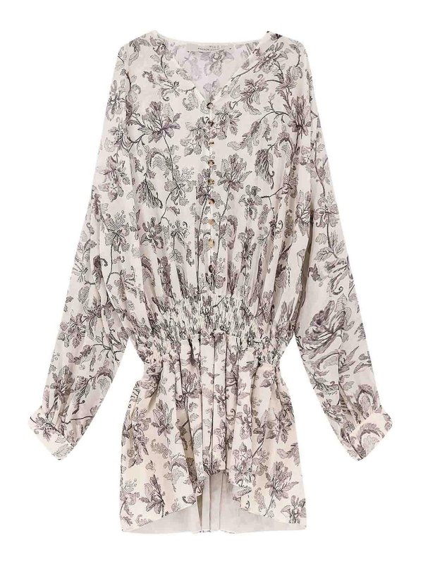 GOLDEN GOOSE: short dresses - Short cotton dress with floral pattern