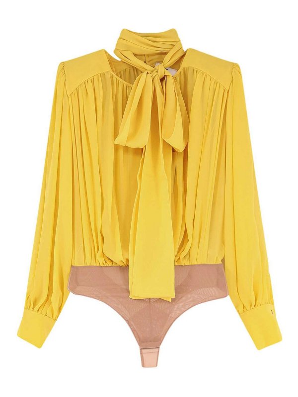 ELISABETTA FRANCHI: Tops & Débardeurs - Top - Jaune Clair