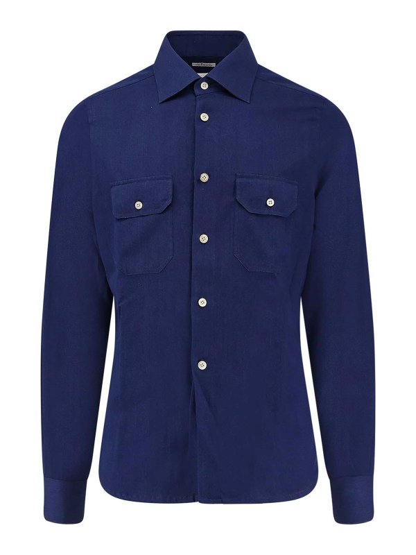 KITON: camicie - Camicia In Cotone Con Profili Impunturati