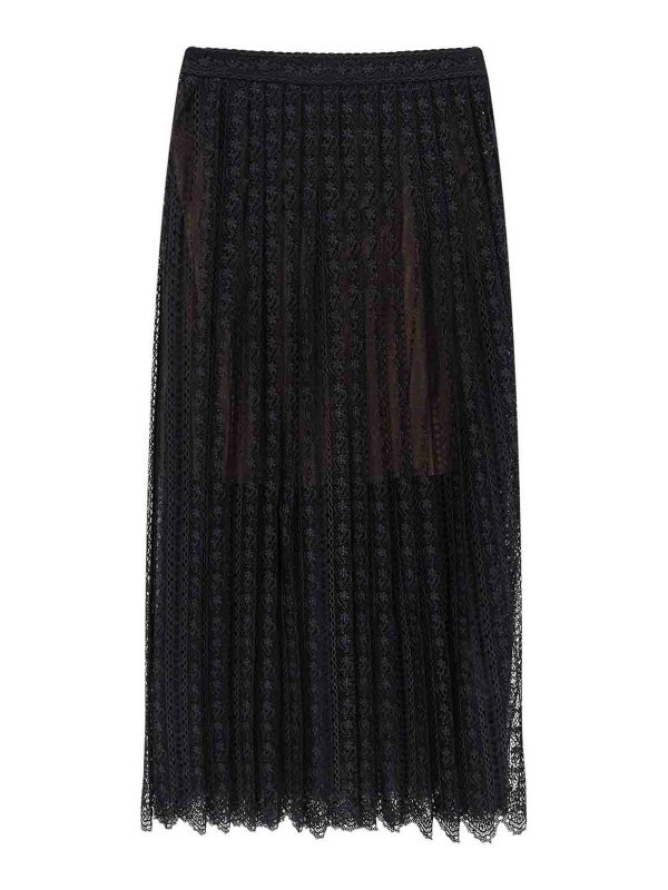 Self Portrait: Knee length skirts & Midi - Lace and organza skirt