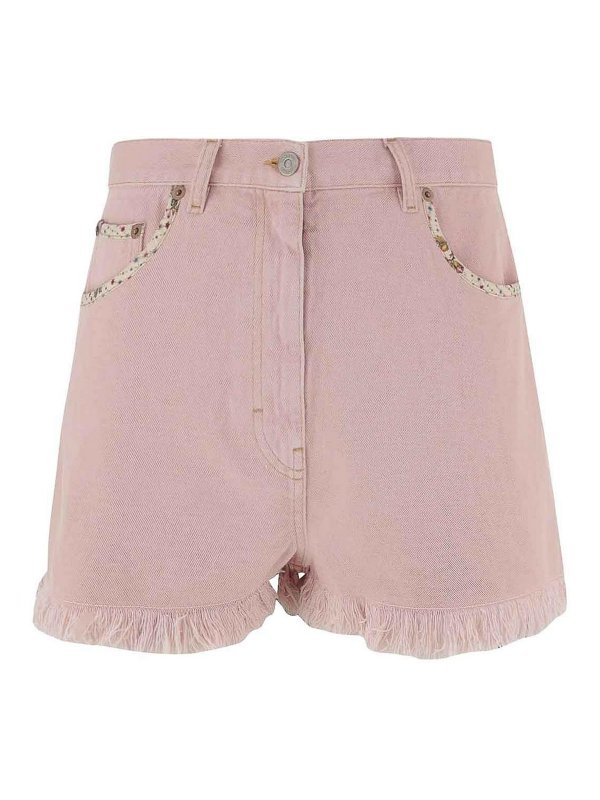 VALENTINO GARAVANI: Trousers Shorts - Denim Shorts With Frayed Profiles