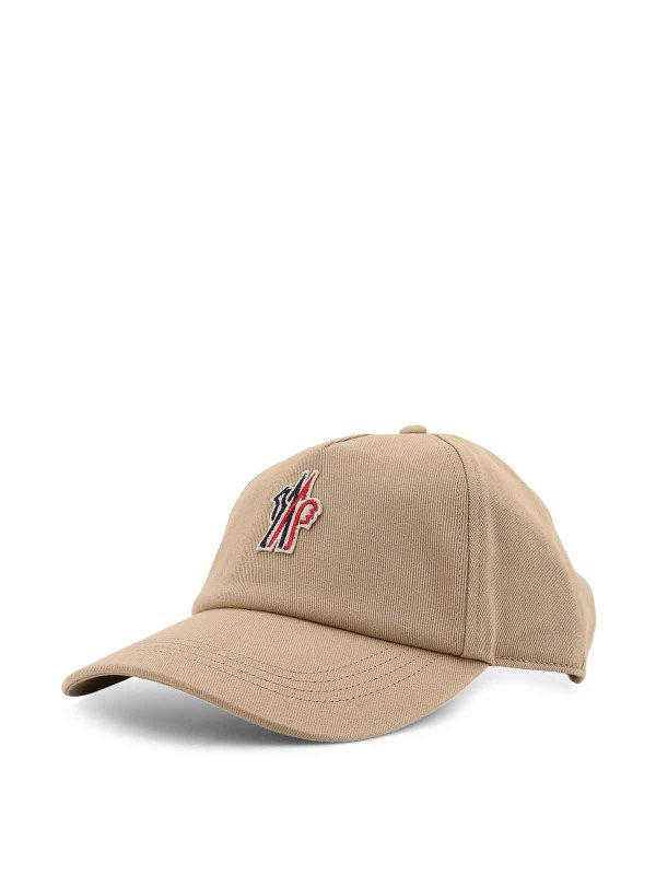 MONCLER: hats & caps online - Cotton hat with front logo patch