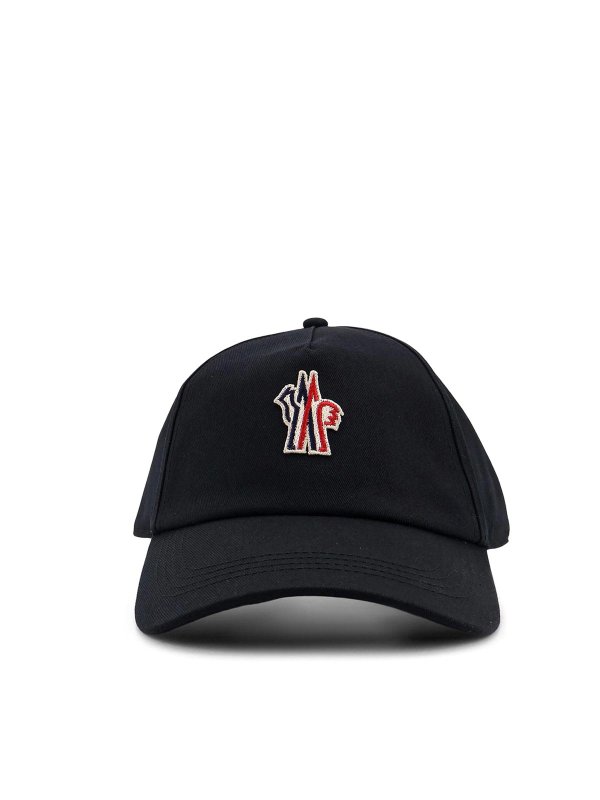 MONCLER: hats & caps - Cotton hat with front logo patch