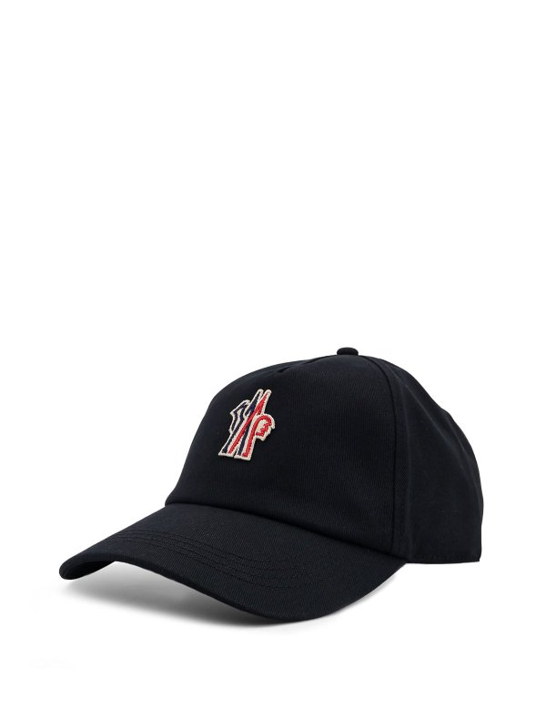 MONCLER: hats & caps online - Cotton hat with front logo patch