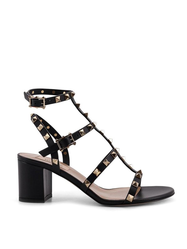 VALENTINO GARAVANI: sandals - Rockstud Leather Sandals With Iconic Studs