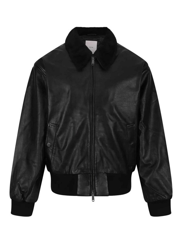 CALVIN KLEIN: bombers - Ls Leather Bomber W/ Shearling