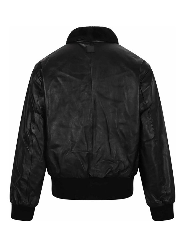 CALVIN KLEIN: bombers online - Ls Leather Bomber W/ Shearling