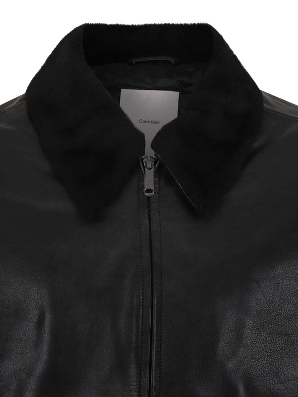 The Best Shops CALVIN KLEIN: bombers - Ls Leather Bomber W/ Shearling
