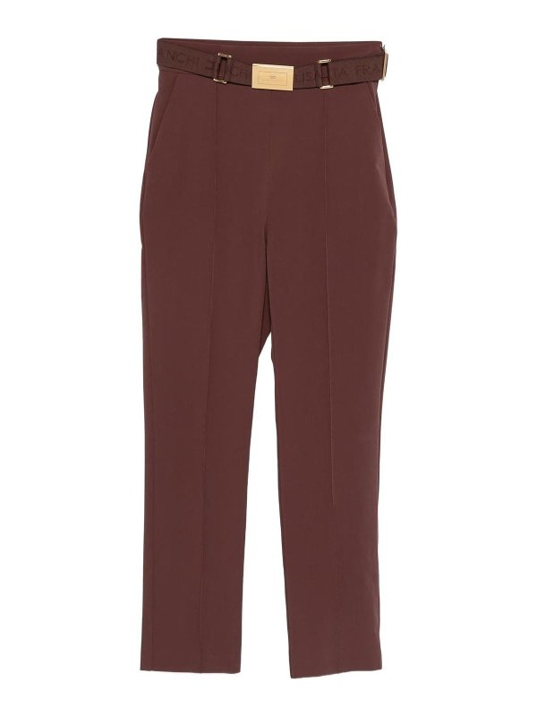 ELISABETTA FRANCHI: カジュアルトラウザー - カジュアルパンツ - ブラウン