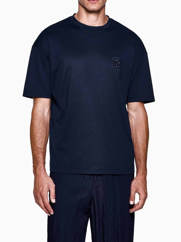 GIORGIO ARMANI: T-shirts online - T-Shirt - Bleu Foncé