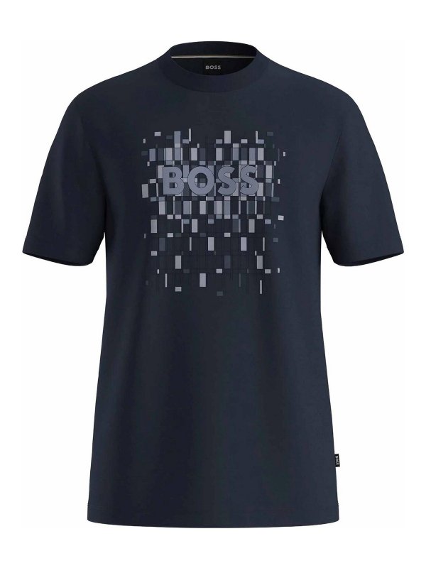 Hugo Boss: T-shirts - T-Shirt - Bleu Foncé