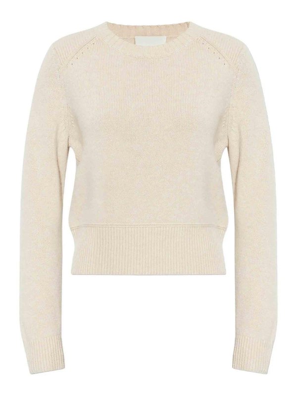 ISABEL MARANT: Strickpullover mit Rundhalsausschnitt - Rundhalspullover - Hellbeige