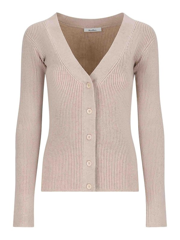 Max Mara: Strickpullover mit Rundhalsausschnitt - Rundhalspullover - Beige