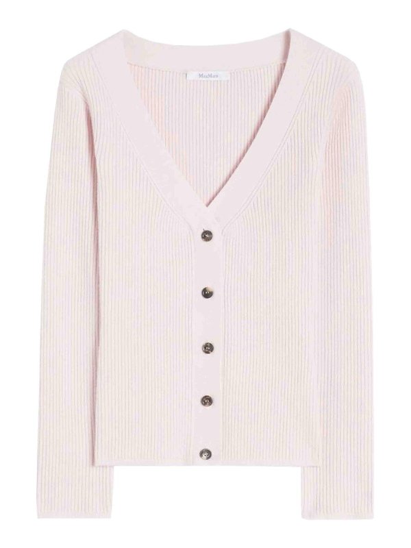 Max Mara: Strickpullover mit Rundhalsausschnitt - Rundhalspullover - Rosa