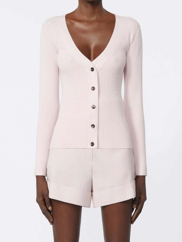 Max Mara: Strickpullover mit Rundhalsausschnitt online - Rundhalspullover - Rosa