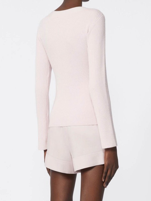 The Best Shops Max Mara: Strickpullover mit Rundhalsausschnitt - Rundhalspullover - Rosa