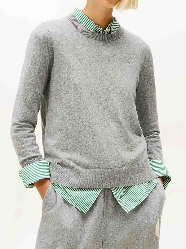 TOMMY HILFIGER: Suéteres con cuello pico online - Suéter Cuello Redondo - Gris