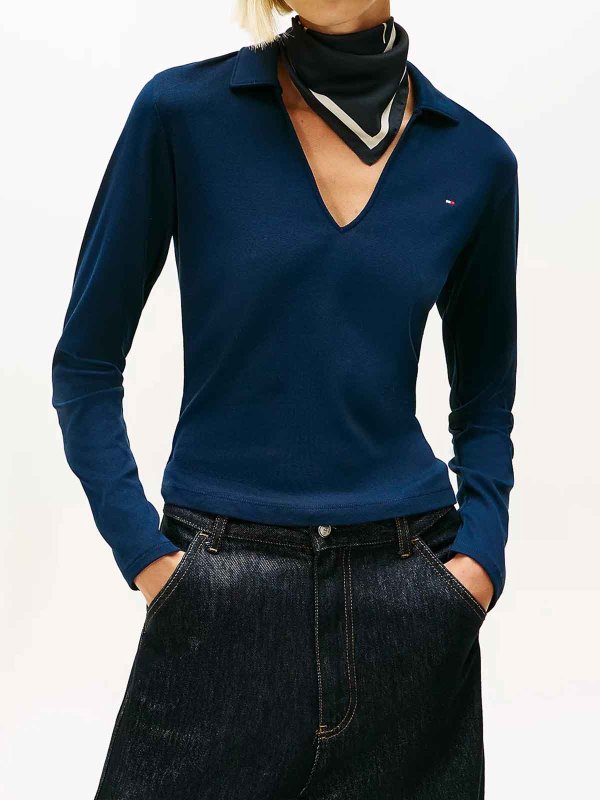 TOMMY HILFIGER: ポロシャツ online - ポロシャツ - ダークブルー