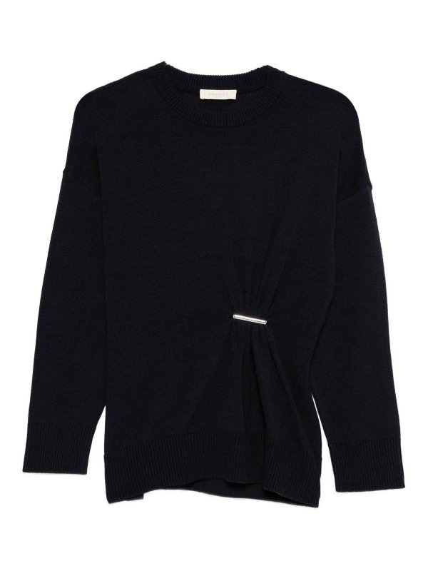 TWINSET: Suéteres con cuello pico - Suéter Cuello Redondo - Azul