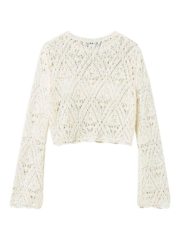 TWINSET: Strickpullover mit Rundhalsausschnitt online - Rundhalspullover - Weiß