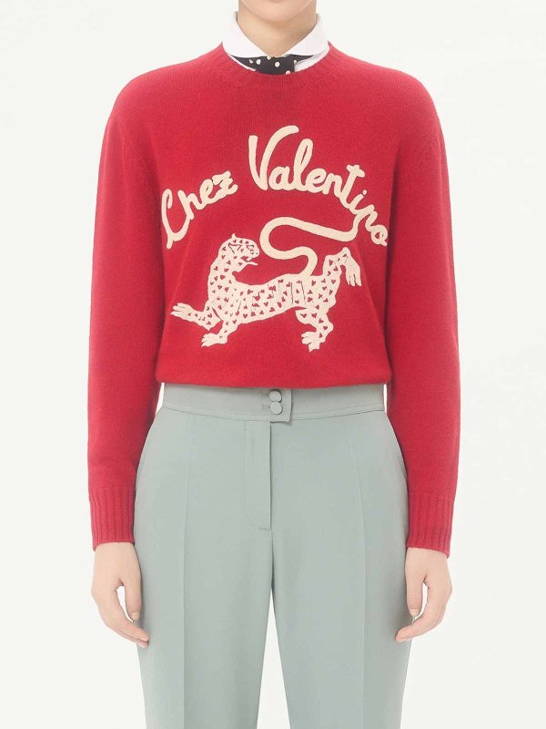 VALENTINO GARAVANI: クルーネック online - クルーネック - 赤