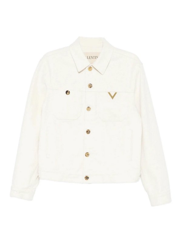 VALENTINO GARAVANI: Vestes en denim - Veste En Jean - Crème