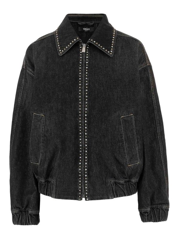 VERSACE: Vestes en denim - Veste En Jean - Noir