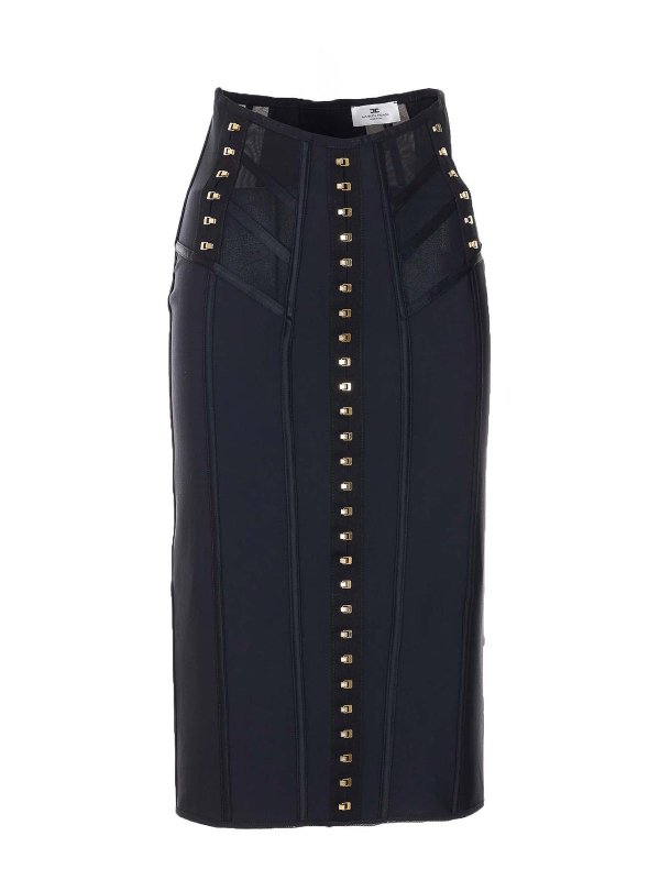 ELISABETTA FRANCHI: ニーレングススカート＆ミディ丈 - 膝丈/ミディスカート - 黒