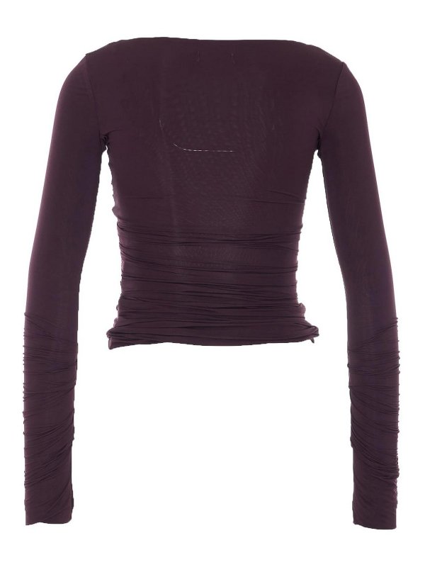 ELISABETTA FRANCHI: Tops & Tank tops online - Brown Rouches Top