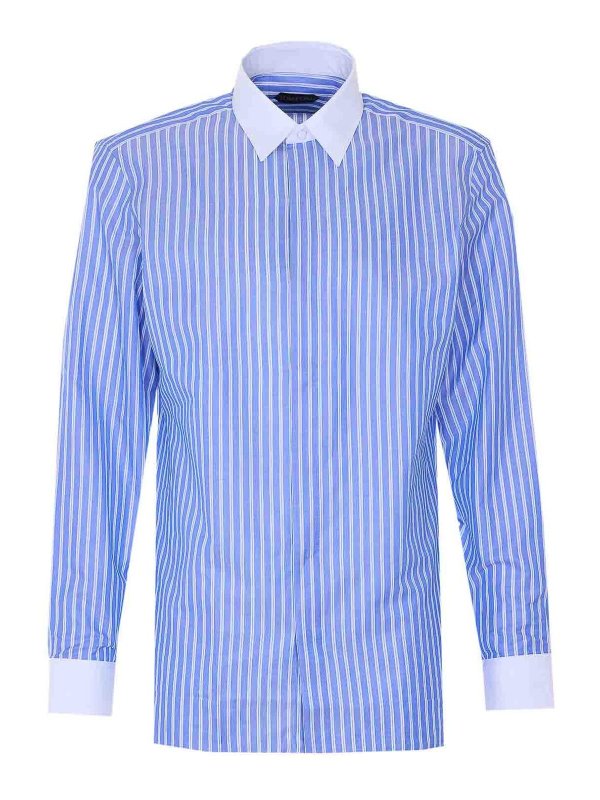 TOM FORD: shirts - Blue Striped Shirt